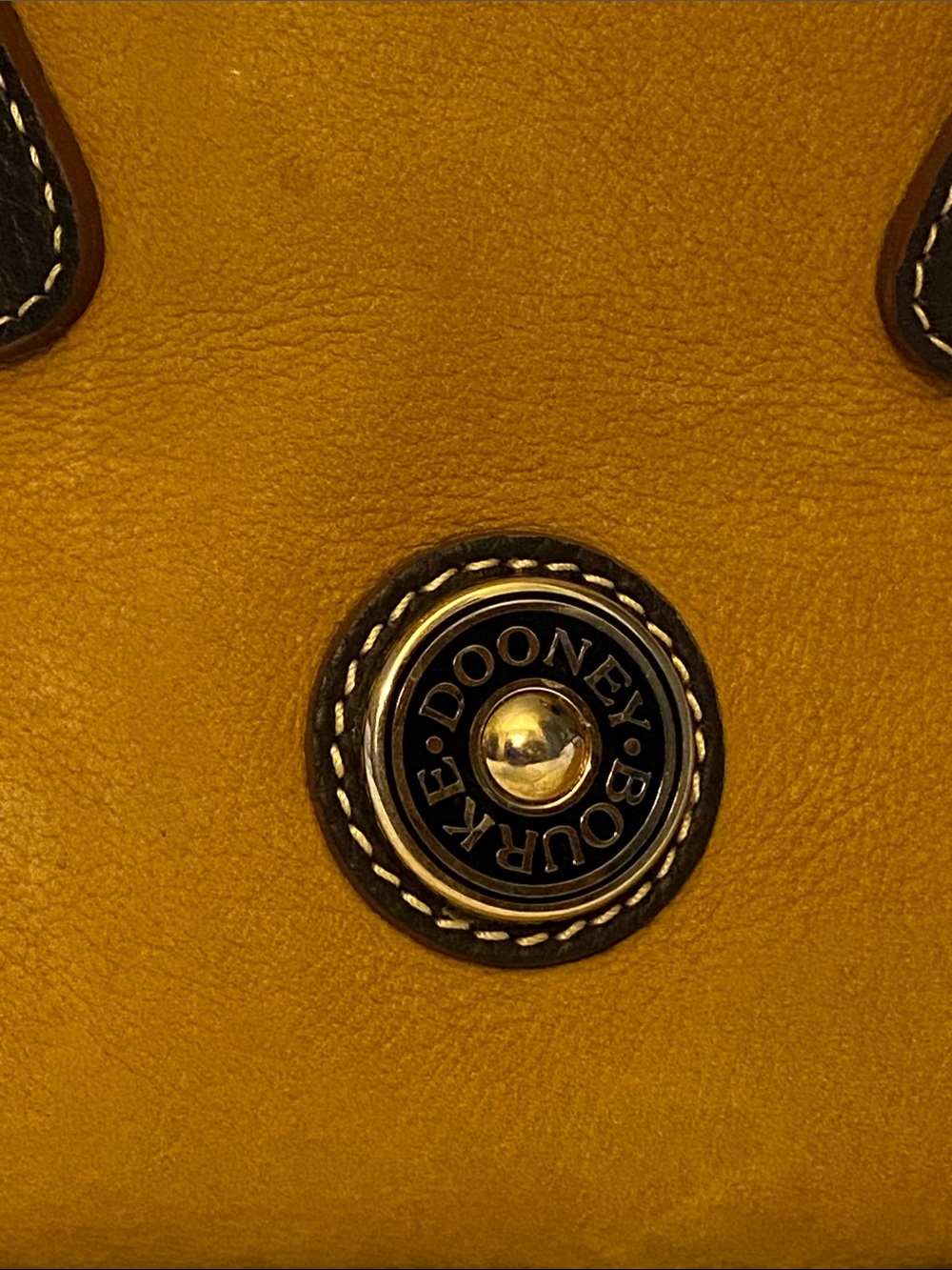 Dooney & Bourke Style Two-Tone Tan and Brown Leather Satchel Handbag Vintage - Picture 3 of 17